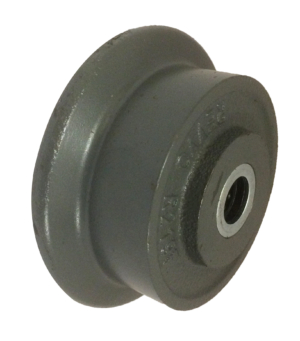 Rail Wheel 100mm | Flanged Cast Iron, 800kg, 20mm Roller Bearing (100CF1H)