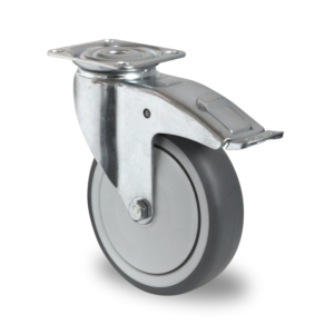 125mm Swivel Castor with Brake, 100kg Capacity | Thermoplastic Rubber Wheel, Ball Bearing (KATB125TPR)