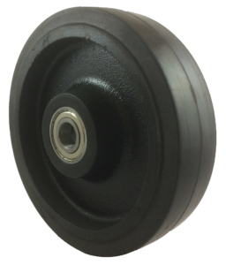 150mm Black Rubber Tyre on a black painted cast iron core with ball bearings