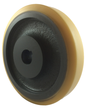 Designer Polyurethane Tyre Wheel 200mm | Polyurethane Tyre / Cast Iron, 1000kg, 25mm Plain Bore Keywayed (20040PTU25)