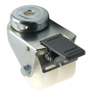 50mm Swivel and Brake Castor, 60kg Capacity | Nylon Wheel, Plain Bore (2KS050NYBHBR)