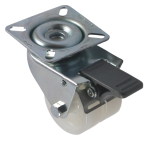 50mm Swivel Castor with Brake, 60kg Capacity | Nylon Wheel, Plain Bore (2KS050NYPLBR)