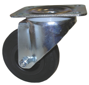 Swivel Castor, 125mm, 100kg Capacity, Rubber Tyre Wheel, Roller Bearing (3470PVR125P62BLACK)