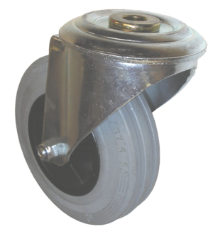Swivel Castor (Single Bolt Hole Fitting), 200mm, 200kg Capacity, Rubber Tyre Wheel, Roller Bearing (3470UER200P30GREY)