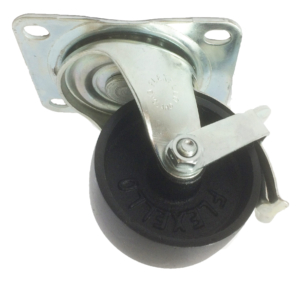 75mm Swivel Castor with Brake, 170kg Capacity | Cast Iron Wheel, Plain Bore (361CIBR)