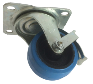 75mm Swivel Castor with Brake, 90kg Capacity | Rubber Tyre Wheel, Plain Bore (361RNBR)