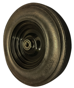 Rubber Tyre Wheel 400mm | Black Rubber Tyre / Metal Centre, 500kg, 25.4mm Ball Bearing (BWB40025.4/83RIBBLK)