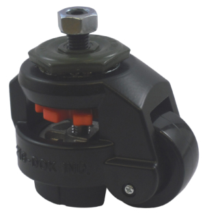 50mm Black Footmaster Levelling Castor, Stem Fitting, 280kg Capacity | Nylon Wheel (KGD-60SBLACK)