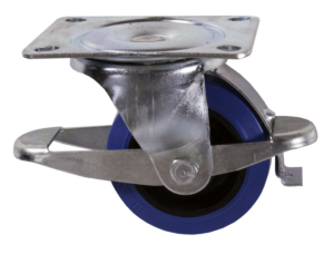 100mm Swivel Castor with Brake, 160kg Capacity | Rubber Tyre Wheel, Roller Bearing (Flexello 461RNBBR)