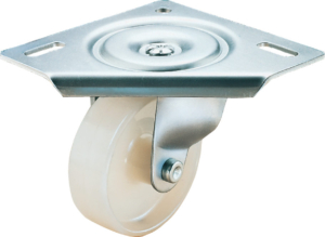 75mm Pressed Steel Swivel Castor, 170kg Capacity | Nylon Wheel, Plain Bore (K075VNY)