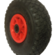 260mm Pneumatic Trolley and Sack Truck Wheel with Red Plastic / Polypropylene Centre.