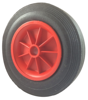 Rubber Tyre Trolley/Sack Truck Wheel 250mm | Black Rubber Tyre / Red Polypropylene (Plastic) Centre, 275kg, 25.4mm Plain Bore (EPR25025.4/51RED)