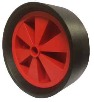 Rubber Tyre Trolley/Sack Truck Wheel 260mm | Black Rubber Tyre / Red Polypropylene (Plastic) Centre, 125kg, 25.4mm Plain Bore (GB26025.4/59RED)