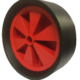 260mm Solid Rubber Tyre wheel with an extra wide tread. Red Polyurethane Centre and 25.4mm Plain Bore