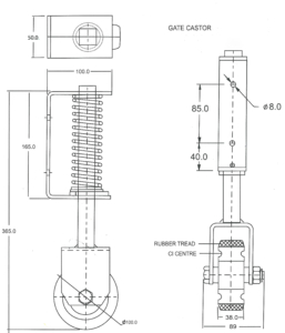 100mm Gate Castor with 75kg Spring