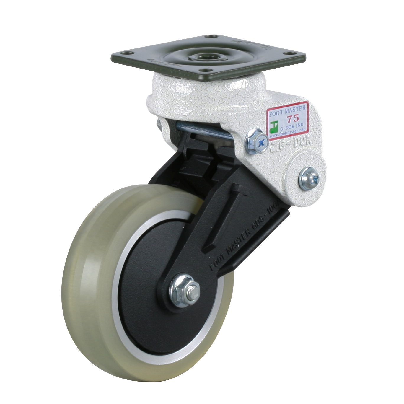 100mm Shock Absorbing Swivel Castor, 100kg Capacity Polyurethane Tyre Wheel (GDS10075SF