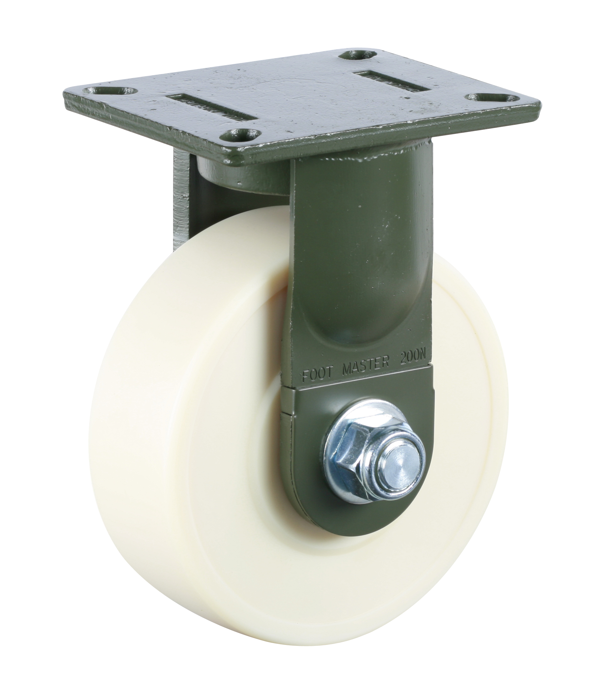 200mm Fixed Castor, 2500kg Capacity Nylon Wheel, Ball bearing