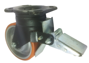 150mm Swivel Castor with Brake, 700kg Capacity | Polyurethane Tyre Wheel, Ball bearing (HBT150PC2B)