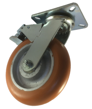 150mm Swivel Castor with Brake, 500kg Capacity | Polyurethane Tyre Wheel, Ball bearing (KBMG150CRPCB)