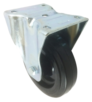 125mm Fixed Castor, 170kg Capacity | Rubber Tyre Wheel, Roller Bearing (KF125UERBLACK)