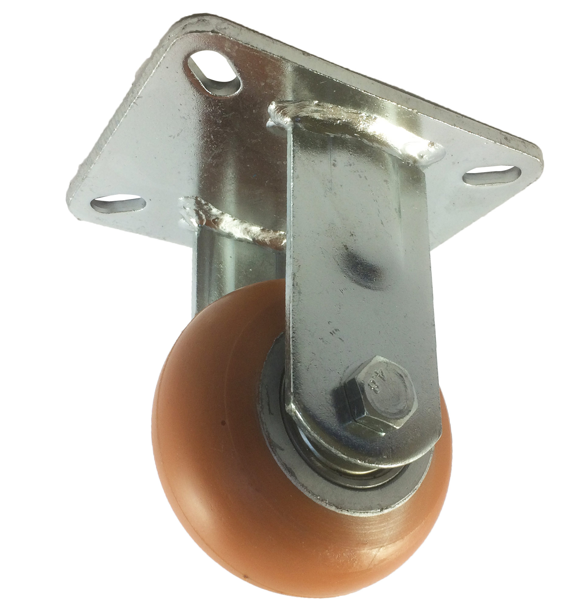 100mm Fixed Castor, 300kg Capacity Polyurethane Tyre Wheel, Ball