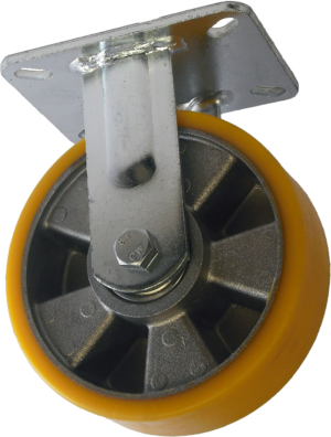 160mm Fixed Castor, 500kg Capacity | Polyurethane Tyre Wheel, Ball Bearing (KFMG160PAB)