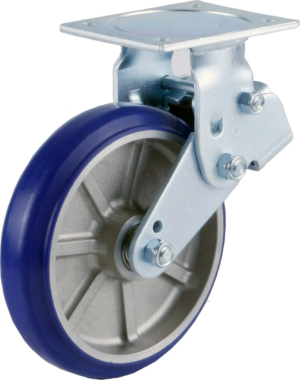 200mm Shock Absorbing Fixed Castor, 450kg Capacity | Polyurethane Tyre Wheel, Ball bearing (KGDSP200ARFMUD)