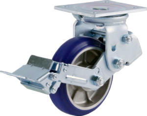 150mm Shock Absorbing Swivel Castor With Brake, 360kg Capacity | Polyurethane Tyre Wheel, Ball bearing (KGDSP150BSFMUD)