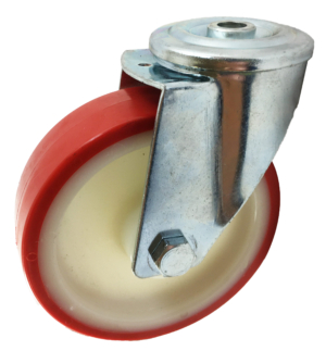 125mm Swivel Castor, 130kg Capacity | Polyurethane Tyre Wheel, Plain Bore (KS125APNBH)