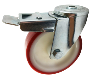 125mm Swivel Castor, 130kg Capacity | Polyurethane Tyre Wheel, Plain Bore (KS125APNBHBR)