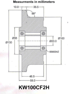 100mm Flanged Cast Iron Wheel with Ball Bearings KW100CF2H