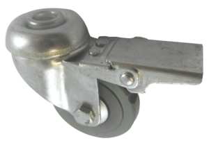 50mm Swivel and Brake Castor, 50kg Capacity | Rubber Tyre Wheel, Plain Bore (LSV050RPBHBR)