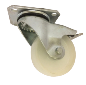 100mm Swivel Castor with Brake, 250kg Capacity | Nylon Wheel, Plain Bore (LSV100NYBR250)