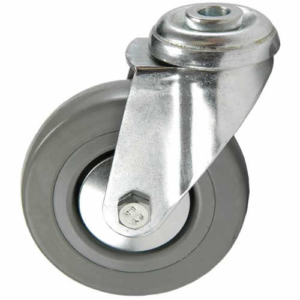 125mm Swivel Castor, 100kg Capacity | Rubber Tyre Wheel, Plain Bore (LSV125RPBH)