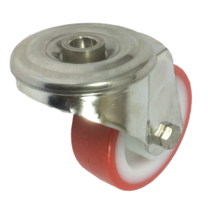 80mm Stainless Steel Swivel Castor, 120kg Capacity | Polyurethane Tyre Wheel, Roller Bearing (MSS080PNBBH)