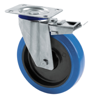 160mm Stainless Steel Swivel Castor With Brake, 300kg Capacity | Rubber Tyre Wheel, Roller Bearing (MSS160RNBBR)