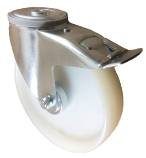 200mm Swivel and Brake Castor, 200kg Capacity | Nylon Wheel, Roller Bearing (MSVH200NY1BSWB)