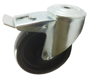 125mm High Temperature Swivel Castor With Brake, 125kg Capacity | Phenolic Resin Wheel, Plain Bore (MSX125HTBHBR)