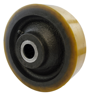 Castor Wheel, 100mm | Polyurethane Tyre / Cast Iron Centre, 340kg Capacity, 20mm Roller Bearing (100PT1H)