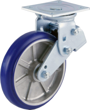 200mm Shock Absorbing Swivel Castor, 450kg Capacity | Polyurethane Tyre Wheel, Ball bearing (KGDSP200ASFMUD)