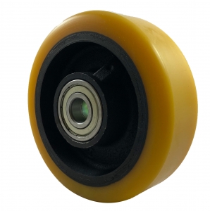 160mm polyurethane tyre cast iron centre wheel with ball bearings