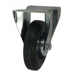 100mm Fixed Castor and Black Rubber Tyre wheel with Roller Bearing
