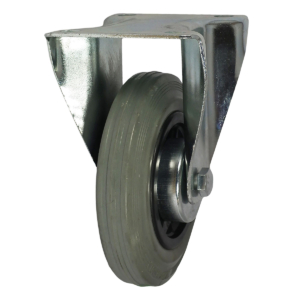 100mm Fixed Castor with Grey Non-Marking Rubber Tyre Wheel and Roller Bearing