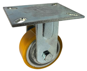 100mm fabricated fixed rigid castor with polyurethane tyre cast iron wheel with ball bearings