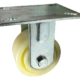 Fixed Castor 100mm, Fabricated Steel with white nylon wheel with ball bearings