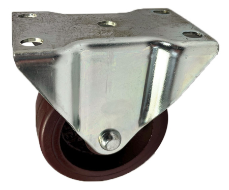 100mm Fixed Castor with red Polyurethane Tyre Wheel 61 Series Flexello