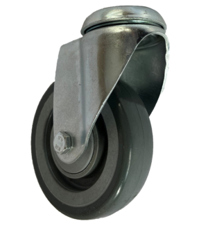 100mm Single Bolt Hole Swivel Castor with Grey Thermoplastic Wheel. Load Capacity 100kg