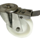 100mm stainless steel swivel and brake 12mm single bolt hole castor with a white nylon wheel