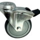 100mm swivel brake castor with 10mm single bolt hole and grey thermoplastic rubber tyre wheel