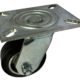 100mm fabricated swivel castor with a black elastic rubber tyre aluminium centre wheel with ball bearings